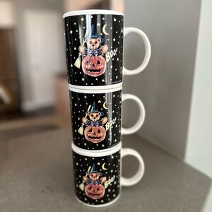 Vintage 1994 Teddy Bear Witch Pumpkin Halloween Nostalgic Ceramic Coffee Cups